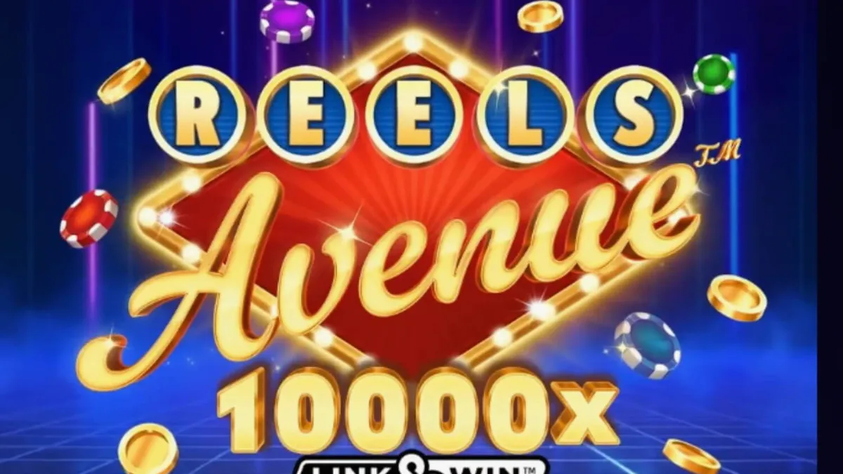 Tampilan visual futuristik dan neon dari slot Reels Avenue Link&Win
